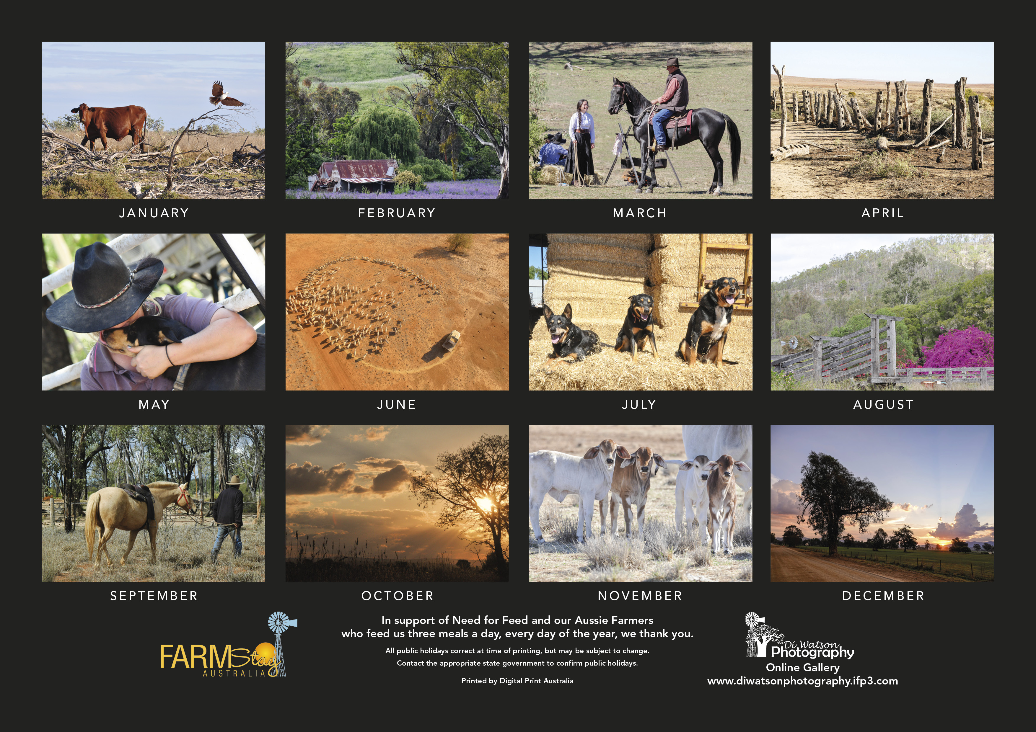 2022 Calendar Supporting Need For Feed Australia & Our Aussie Farmers - Farm Stay Camping Australia